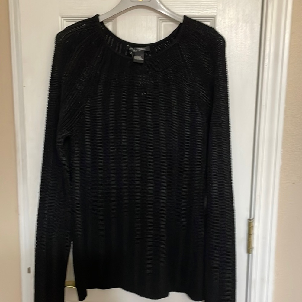 Etcetera spring black sweater L NWT
